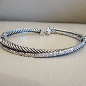 David Yurman Crossover Silver Diamond Bracelet